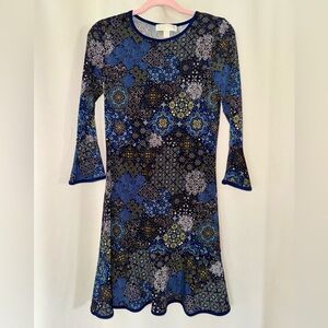 MICHAEL Michael Kors Patchwork Print Dress – Size XS, Long Sleeve, Flounce Hem